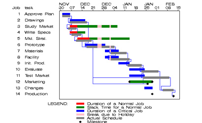 A team's Gantt chart tracking a project