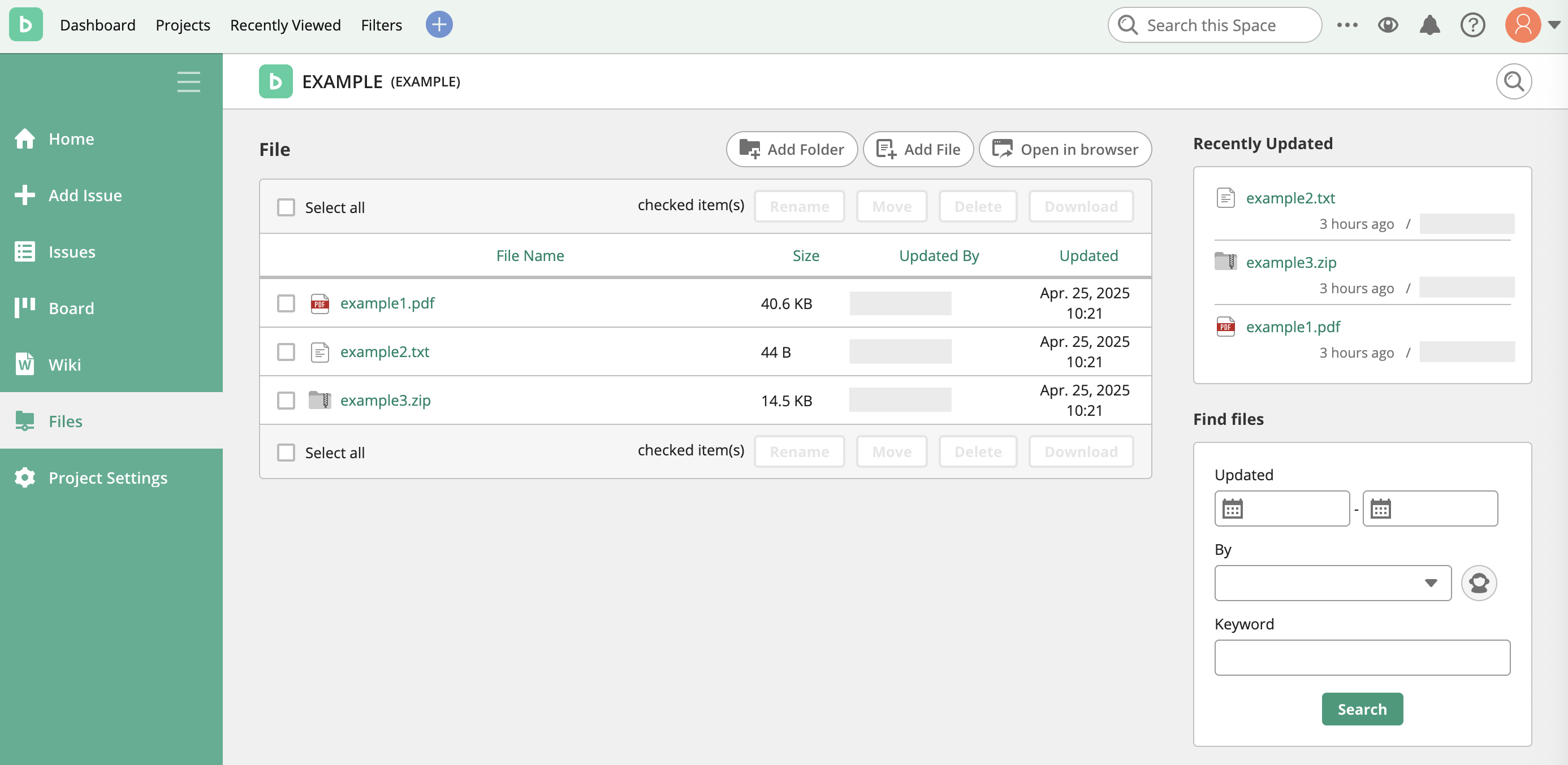 Screenshot: Screen of File page