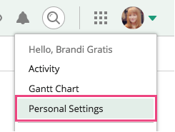 Screenshot: Screen of the menu to Personal Settings