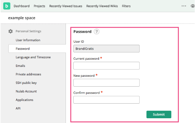 Screenshot: Screen of Change Password