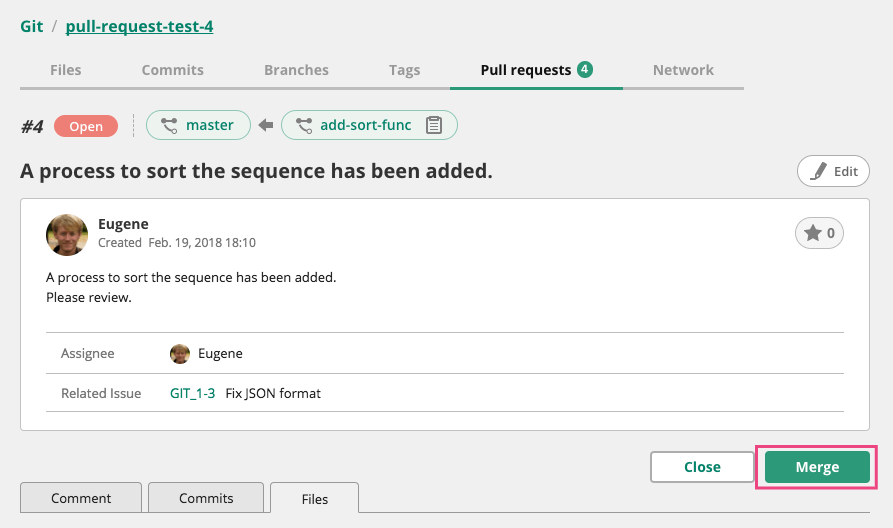 Screenshot: Screen of Merge pull request