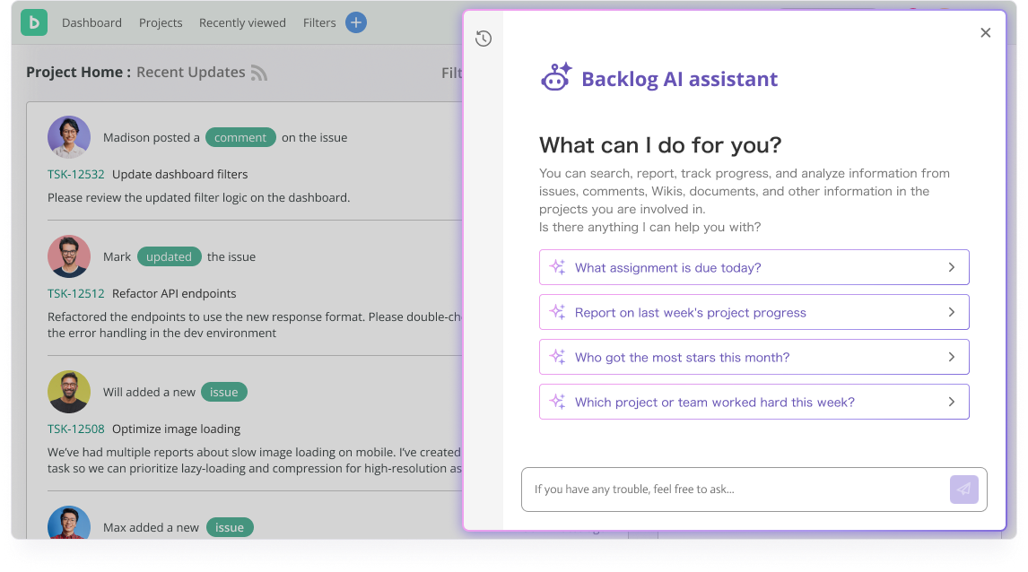 Move projects forward with Backlog AI Assistant