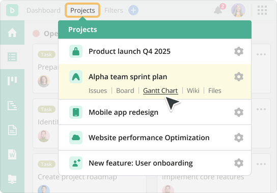 Streamlined collaboration across multiple projects