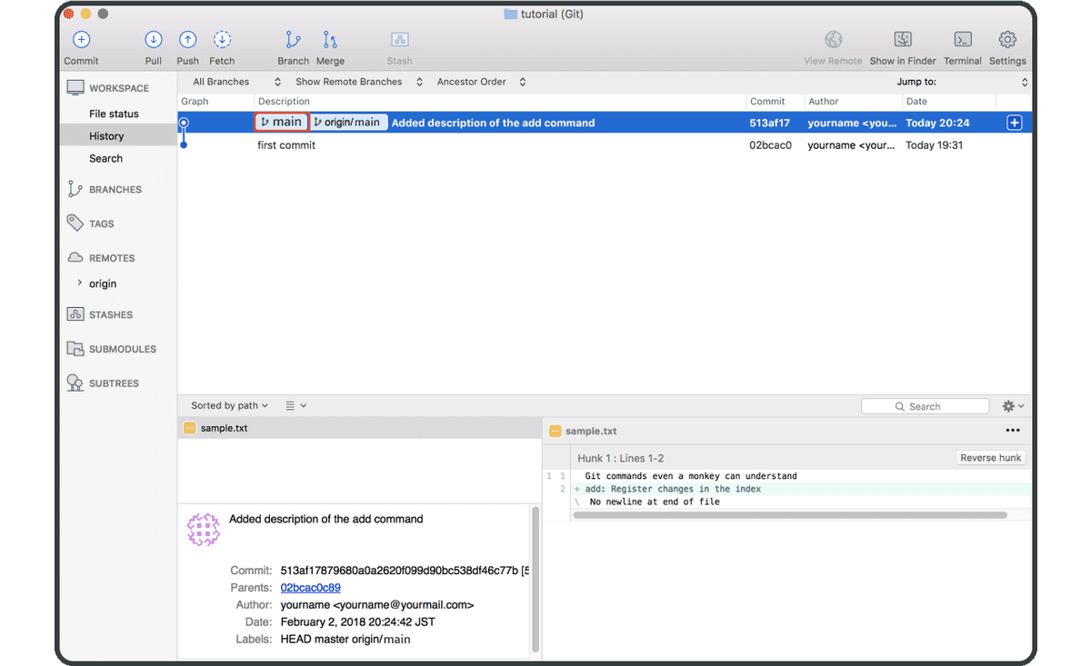 Pull from a repository Git tutorial Nulab