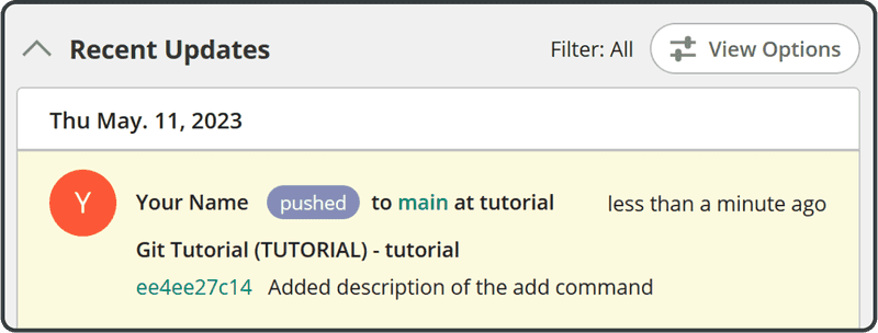 The commit you have just pushed has been added to the lastest update