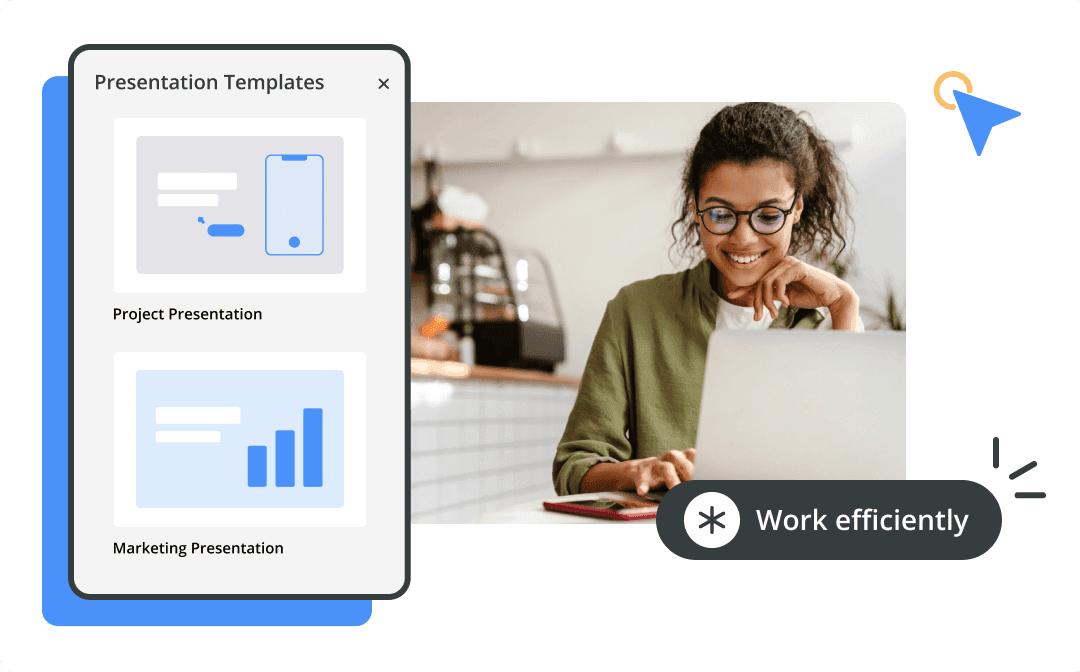 Use floor plan templates and shapes to easily design your office or workplace