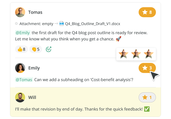 Built-in comment threads and notifications