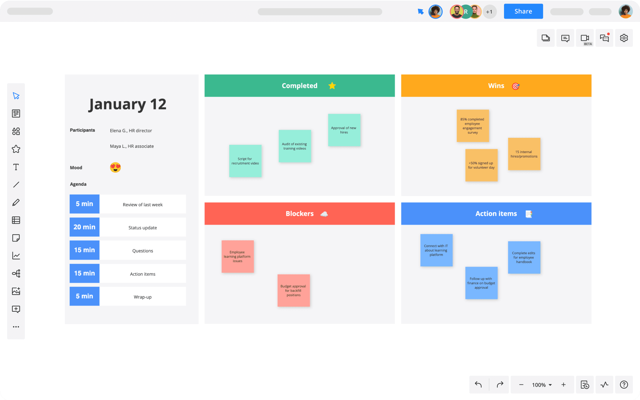 1-on-1 Meeting Template | Cacoo | Nulab