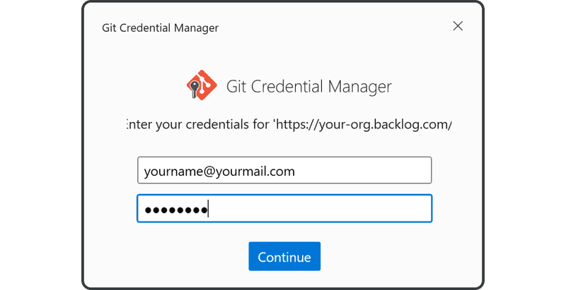 Enter your Backlog email and password. Then click continue